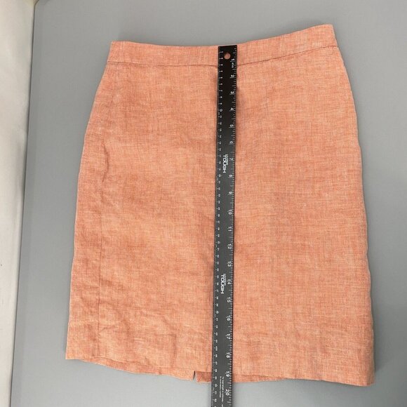 J Crew Linen Skirt Knee Length Straight Lined Orange Peach Womens 2 - Picture 11 of 11